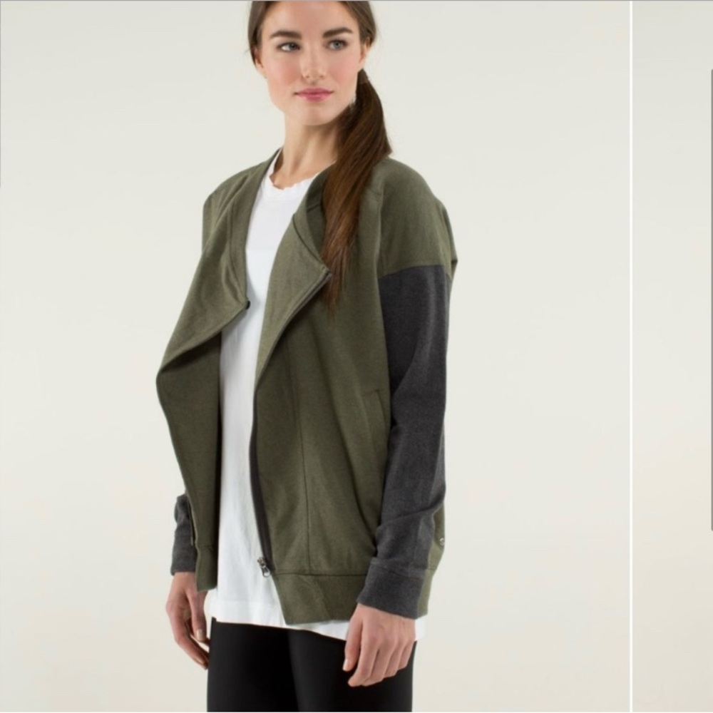 Lululemon Athletica Green and Gray Bomber Jacket
